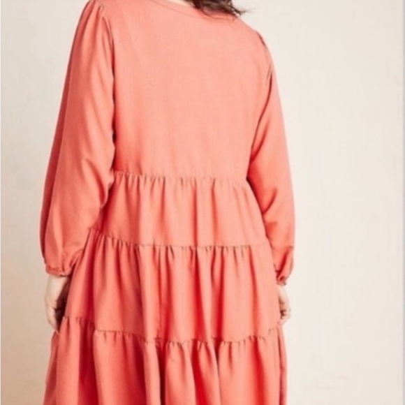 Anthropologie Maeve Amber Tiered Ruffled Tunic Dress 
Coral terracotta color 1X - Picture 3 of 11